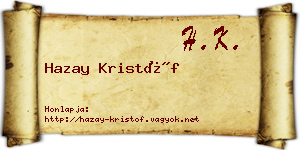 Hazay Kristóf névjegykártya